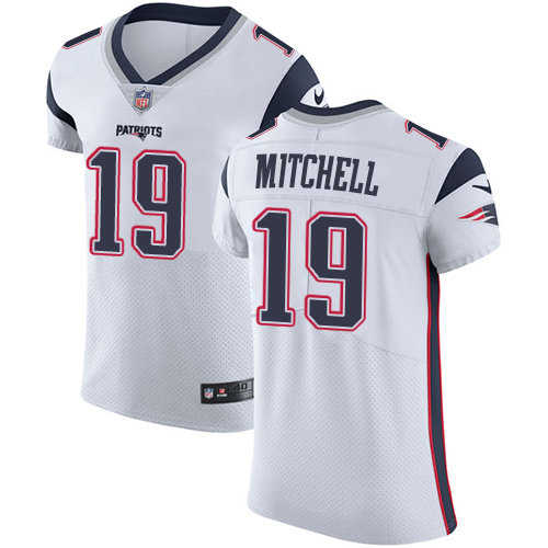 Nike Patriots #19 Malcolm Mitchell White Men's Stitched NFL Vapor Untouchable Elite Jersey